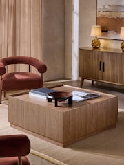 Dark Marlow Glass Oak Effect Large Coffee Table - Image 1 of 8