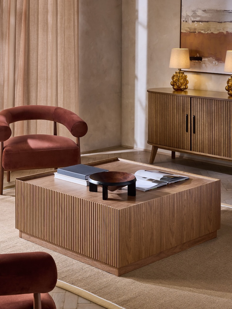 Dark Marlow Glass Oak Effect Large Coffee Table - Image 1 of 8