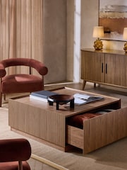 Dark Marlow Glass Oak Effect Large Coffee Table - Image 2 of 8