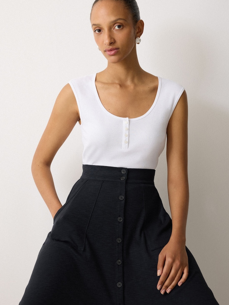 Jigsaw Blue Cotton Luxe Skirt - Image 1 of 5