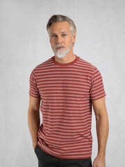 Weird Fish Red Steve Textured Stripe T-Shirt - Image 1 of 6