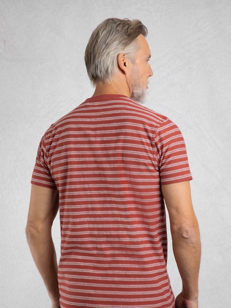 Weird Fish Red Steve Textured Stripe T-Shirt - Image 2 of 6 Weird Fish Red Steve Textured Stripe T-Shirt - Image 2 of 6