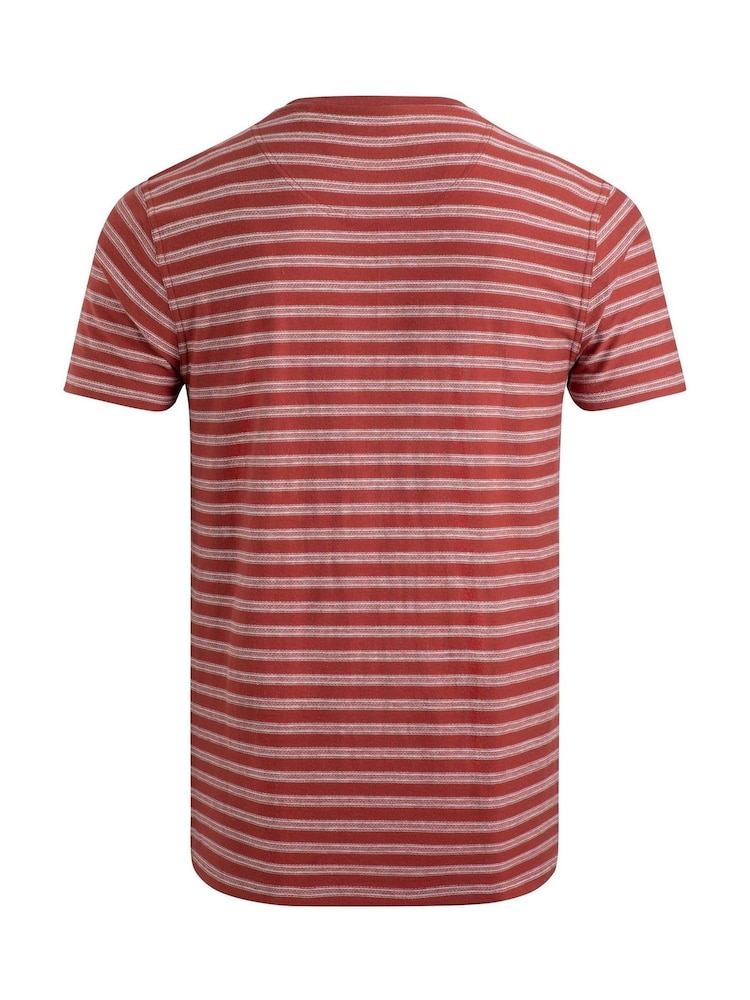 Weird Fish Red Steve Textured Stripe T-Shirt - Image 6 of 6