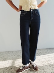 Denim Rinse Mid Rise Ankle Length Stretch Straight Jeans - Image 3 of 9