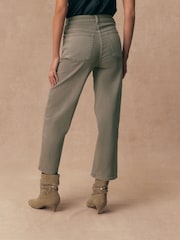 Sage Green Mid Rise Ankle Length Stretch Straight Jeans - Image 3 of 8
