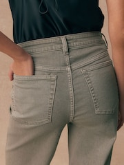 Sage Green Mid Rise Ankle Length Stretch Straight Jeans - Image 5 of 8