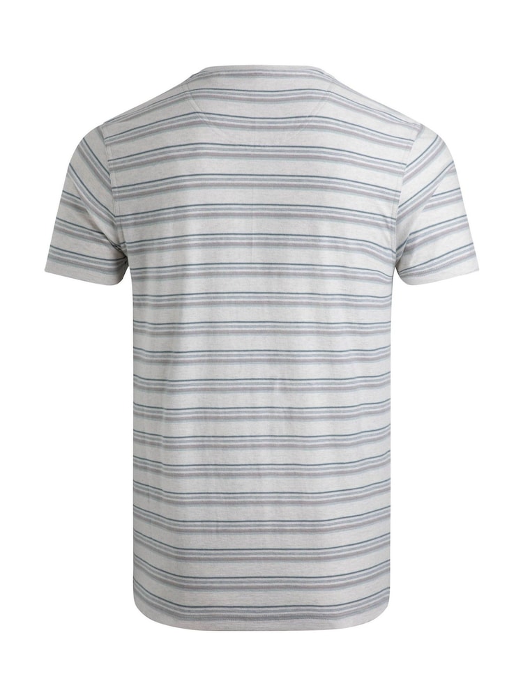 Weird Fish Grey Steve Textured Stripe T-Shirt - Image 6 of 6 Weird Fish Grey Steve Textured Stripe T-Shirt - Image 6 of 6