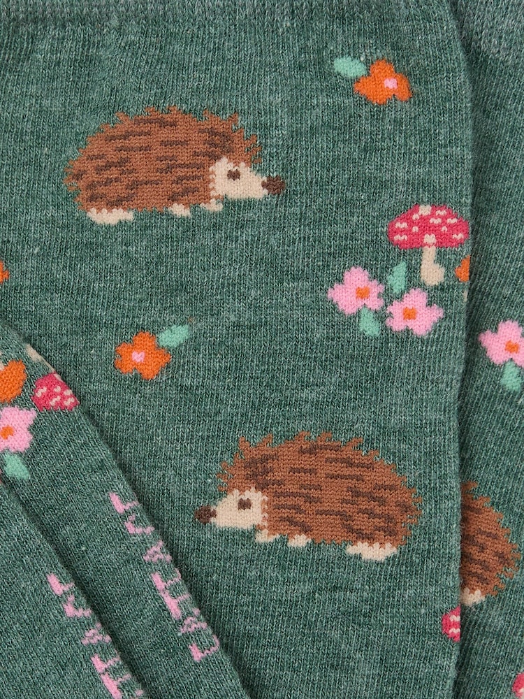 FatFace Green Hedgehog Socks - Image 2 of 2 FatFace Green Hedgehog Socks - Image 2 of 2