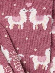 FatFace Berry Pink Llama Socks - Image 2 of 2