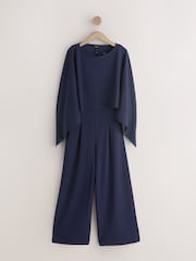 أزرق داكن أزرق - Occasion Cape Jersey Jumpsuit - صورة 1 من 3