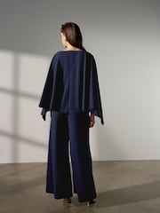 Tumši zils - Džērsijas kombinezons ar apmetni un svētku rotājumiem - Attēls 4 no 8