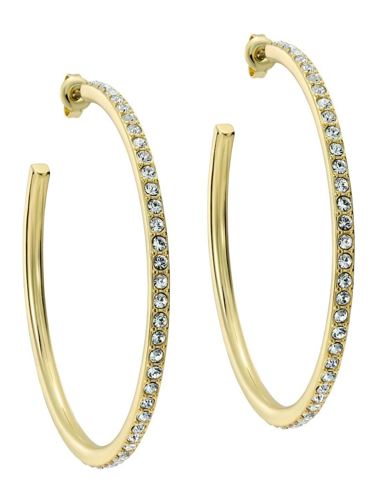 Ted Baker Gold Tone Large Claire Crystal Hoop Earrings - Image 1 of 6