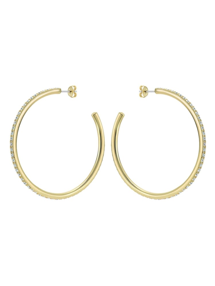 Ted Baker Gold Tone Large Claire Crystal Hoop Earrings - Image 2 of 6
