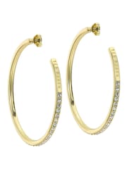 Ted Baker Gold Tone Large Claire Crystal Hoop Earrings - Image 3 of 6