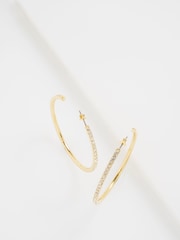 Ted Baker Gold Tone Large Claire Crystal Hoop Earrings - Image 4 of 6