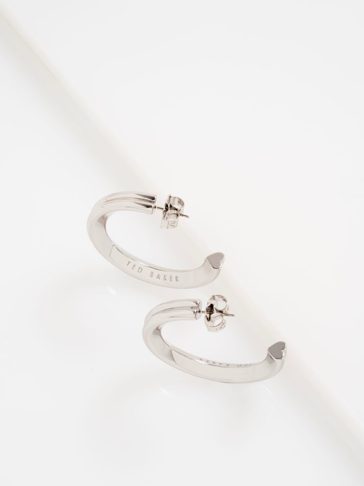 Ted Baker Silver Tone Large Hisla: Hidden Heart Hoop Earrings - Image 1 of 6