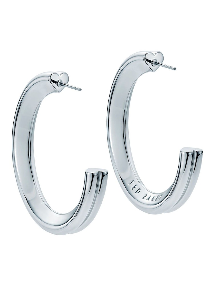 Ted Baker Silver Tone Large Hisla: Hidden Heart Hoop Earrings - Image 2 of 6