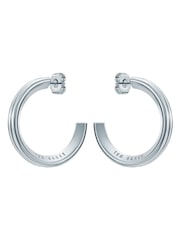 Ted Baker Silver Tone Large Hisla: Hidden Heart Hoop Earrings - Image 4 of 6