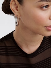 Ted Baker Silver Tone Large Hisla: Hidden Heart Hoop Earrings - Image 5 of 6
