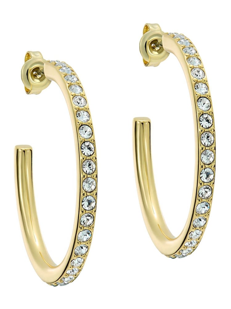 Ted Baker Gold Tone Clanci: Medium Crystal Hoop Earrings - Image 2 of 6