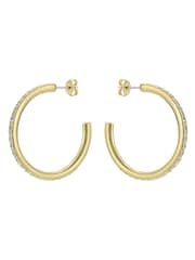 Ted Baker Gold Tone Clanci: Medium Crystal Hoop Earrings - Image 3 of 6