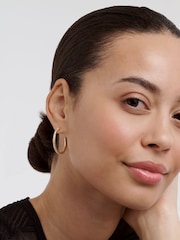 Ted Baker Gold Tone Clanci: Medium Crystal Hoop Earrings - Image 5 of 6