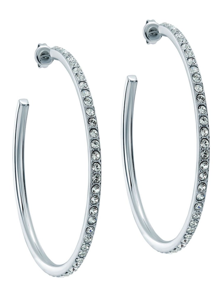 Ted Baker Silver Tone Large Claire Crystal Hoop Earrings - Image 1 of 4