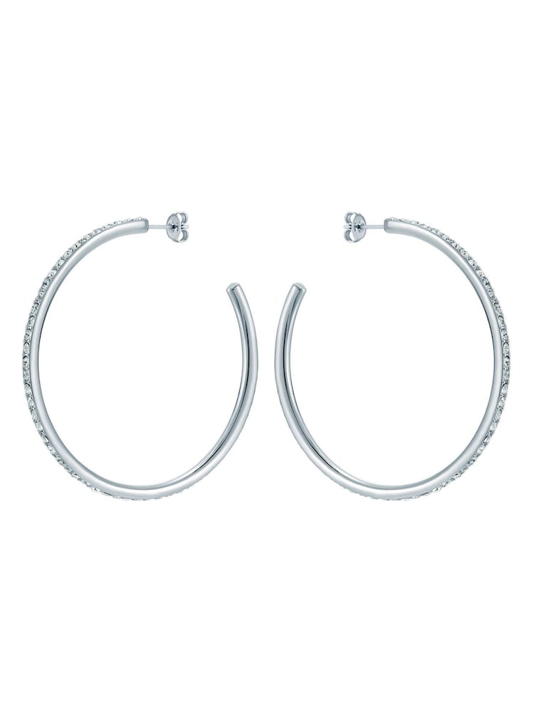 Ted Baker Silver Tone Large Claire Crystal Hoop Earrings - Image 2 of 4