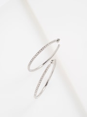 Ted Baker Silver Tone Large Claire Crystal Hoop Earrings - Image 4 of 4
