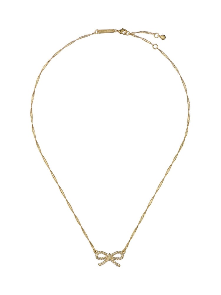 Ted Baker Gold Tone Ribah Crystal Ribbon Bow Pendant Necklace - Image 1 of 4