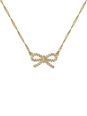 Ted Baker Gold Tone Ribah Crystal Ribbon Bow Pendant Necklace - Image 2 of 4