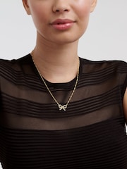 Ted Baker Gold Tone Ribah Crystal Ribbon Bow Pendant Necklace - Image 3 of 4