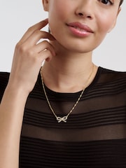 Ted Baker Gold Tone Ribah Crystal Ribbon Bow Pendant Necklace - Image 4 of 4