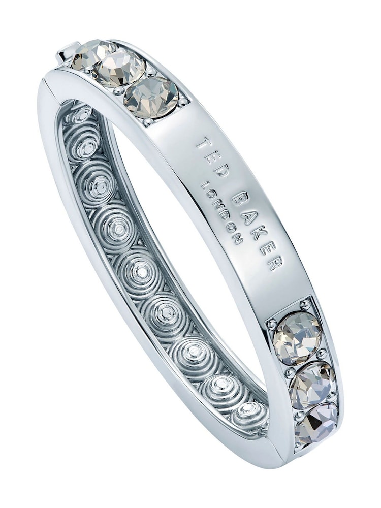 Ted Baker Silver Tone Rosie: Crystal Rock Hinged Bangle Bracelet - Image 2 of 6