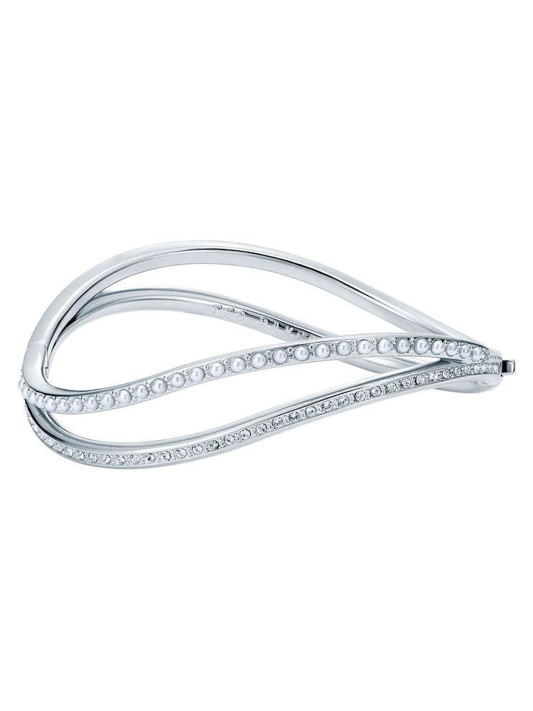 Ted Baker Silver Wavie Jewelled Wave Hinged Bangle Bracelet - Image 2 of 3