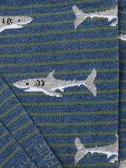 FatFace Navy Striped Shark Socks - Image 2 of 2