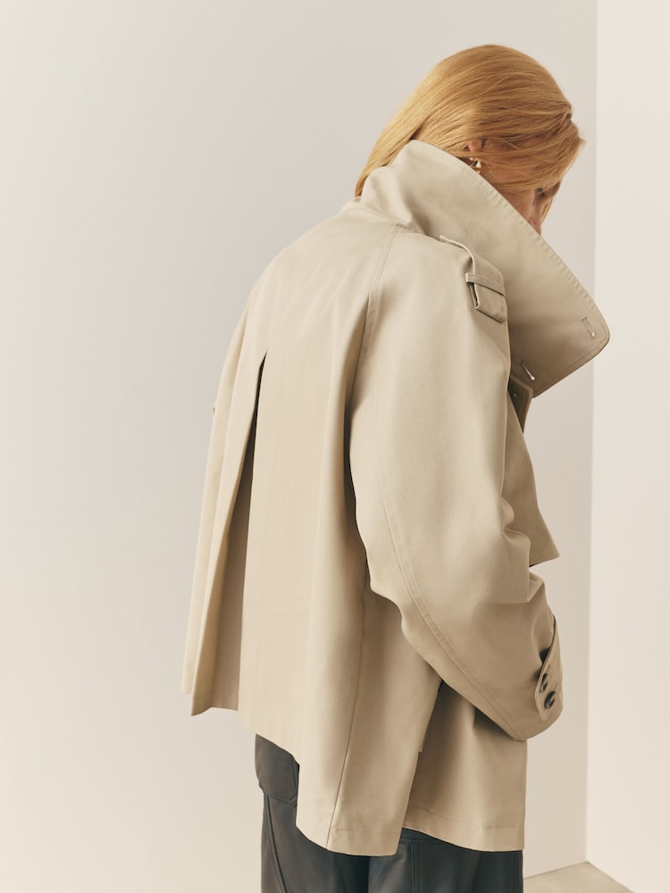 Nothing Ordinary Stone Pure Cotton Mini Trench Jacket - Image 2 of 9 Nothing Ordinary Stone Pure Cotton Mini Trench Jacket - Image 2 of 9