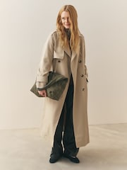 Nothing Ordinary Stone Pure Cotton Midi Trench Jacket - Image 1 of 9