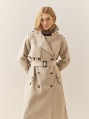 Nothing Ordinary Stone Pure Cotton Midi Trench Jacket - Image 4 of 9