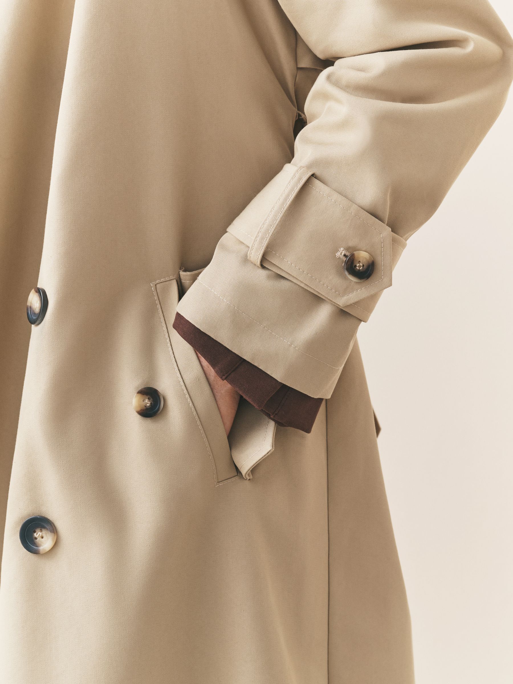 Buy Nothing Ordinary Stone Premium Cotton Rich Trench Jacket from