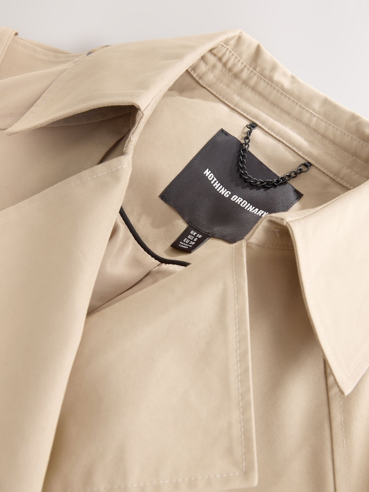Nothing Ordinary Stone Pure Cotton Midi Trench Jacket - Image 9 of 9
