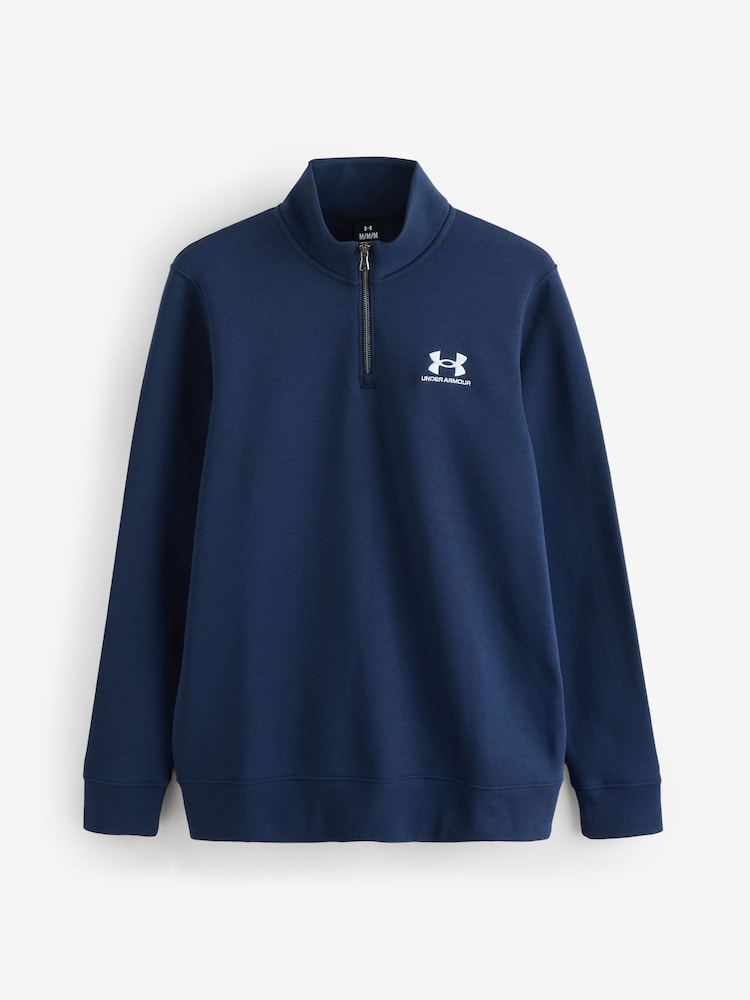 Azul - Suéter de forro polar con zíper de un cuarto de Under Armour Icon - Imagen 2 de 2