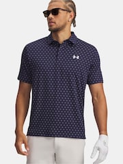 Under Armour Navy Playoff 3.0 Printed Polo Shirt - Image 1 of 3