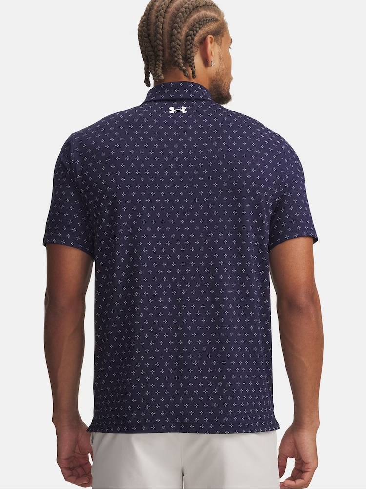 Under Armour Navy Playoff 3.0 Printed Polo Shirt - Image 2 of 3