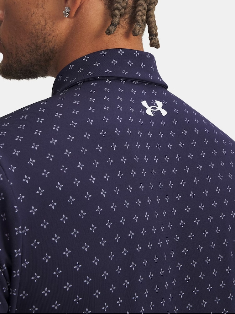 Under Armour Navy Playoff 3.0 Printed Polo Shirt - Image 3 of 3