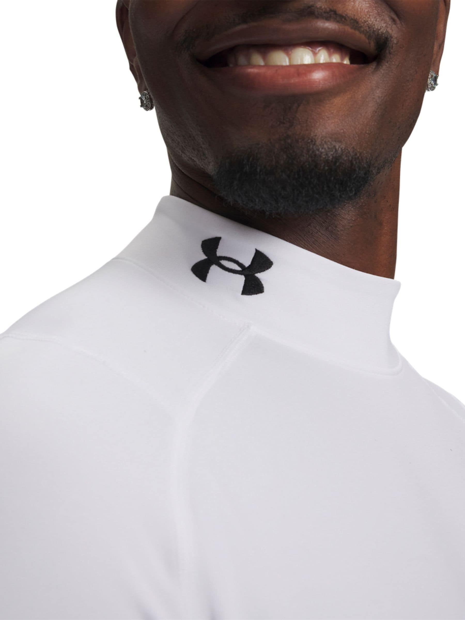 Buy Under Armour White Cold Gear Armour Fitted Mock T-Shirt from