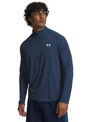 Under Armour Teal Blue Tech Textured 1/2 Zip Sweat Top - Image 1 of 3