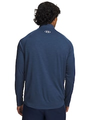 Under Armour Teal Blue Tech Textured 1/2 Zip Sweat Top - Image 2 of 3