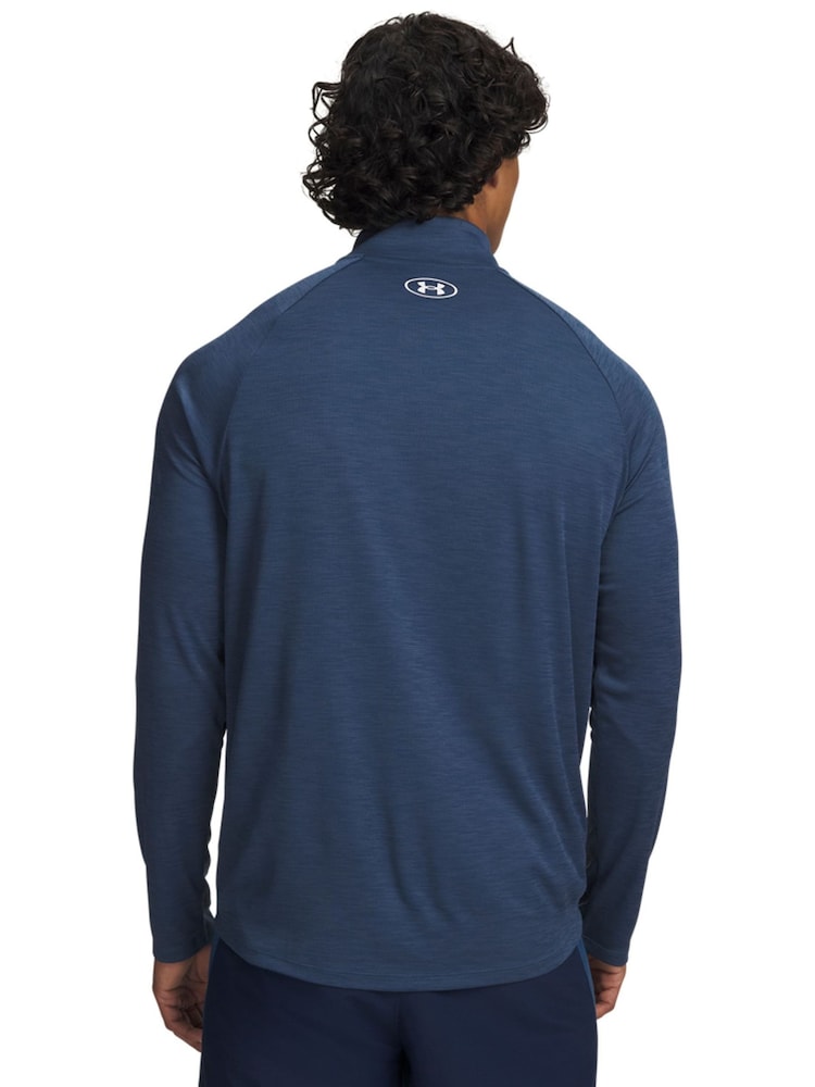 Under Armour Teal Blue Tech Textured 1/2 Zip Sweat Top - Image 2 of 3