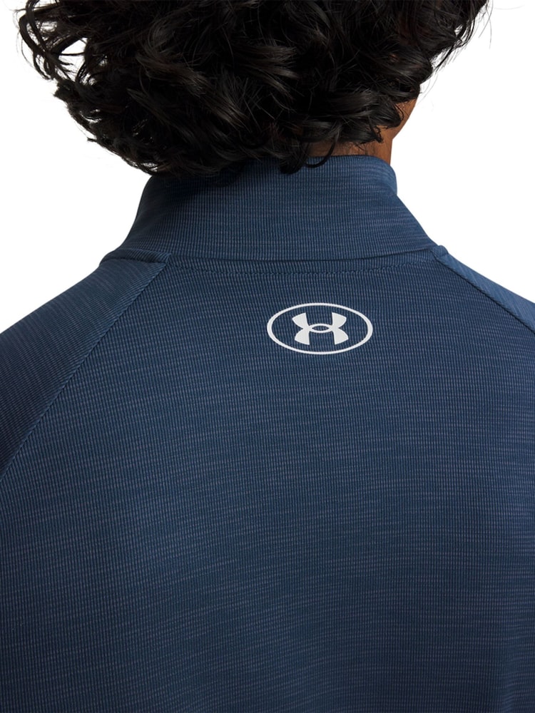 Under Armour Teal Blue Tech Textured 1/2 Zip Sweat Top - Image 3 of 3